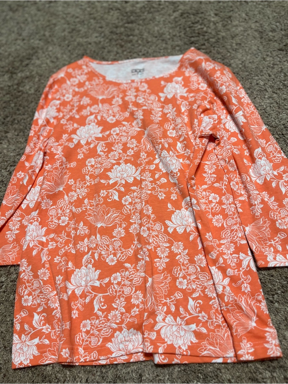 Cuddl Duds Coral Floral Long Sleeve Tee